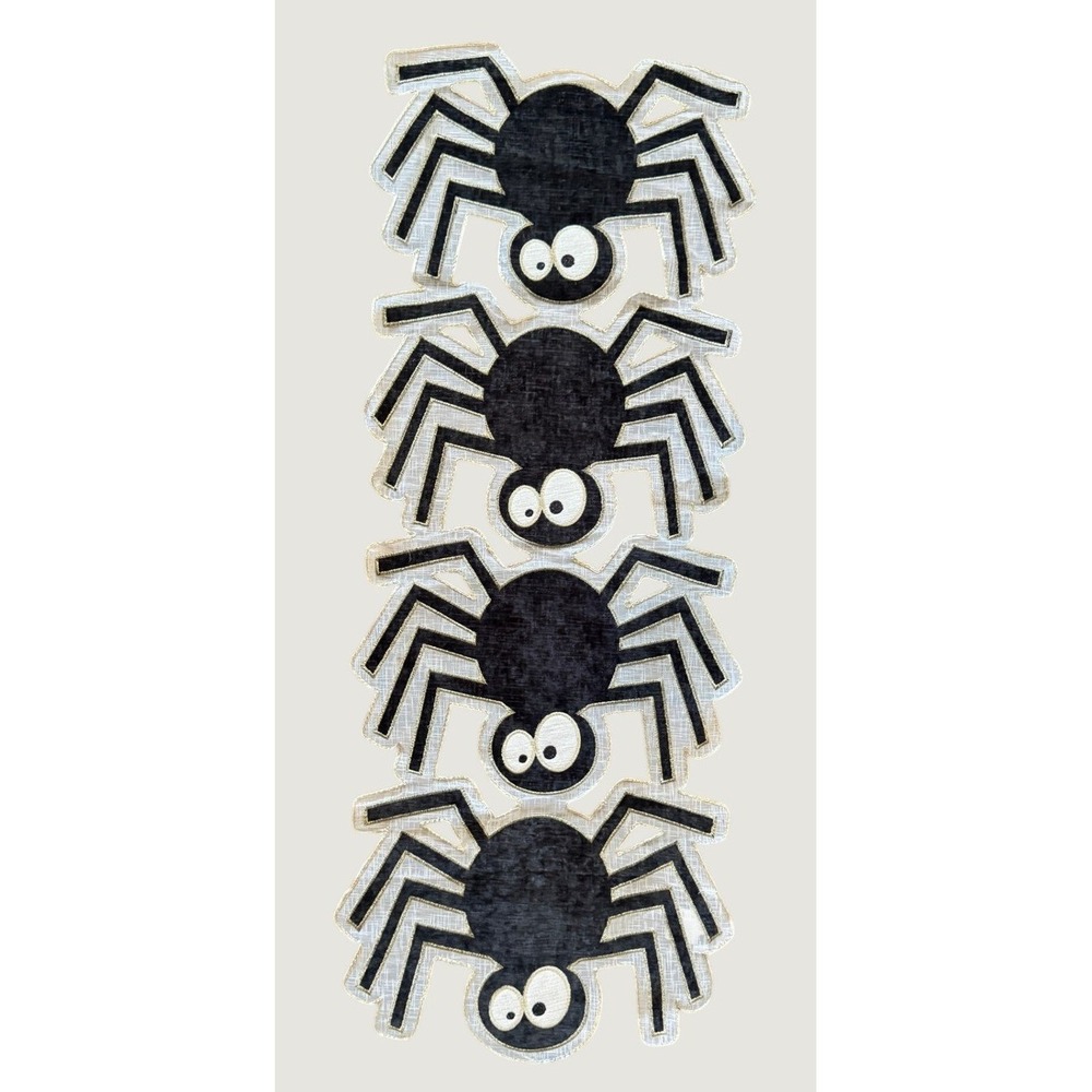 Secret Celebrity Halloween Spider Table Runner Black Gold Metallic Embroidery